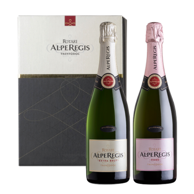 6 Cofanetti da 2 bott. AlpeRegis Extrabrut e Rosé